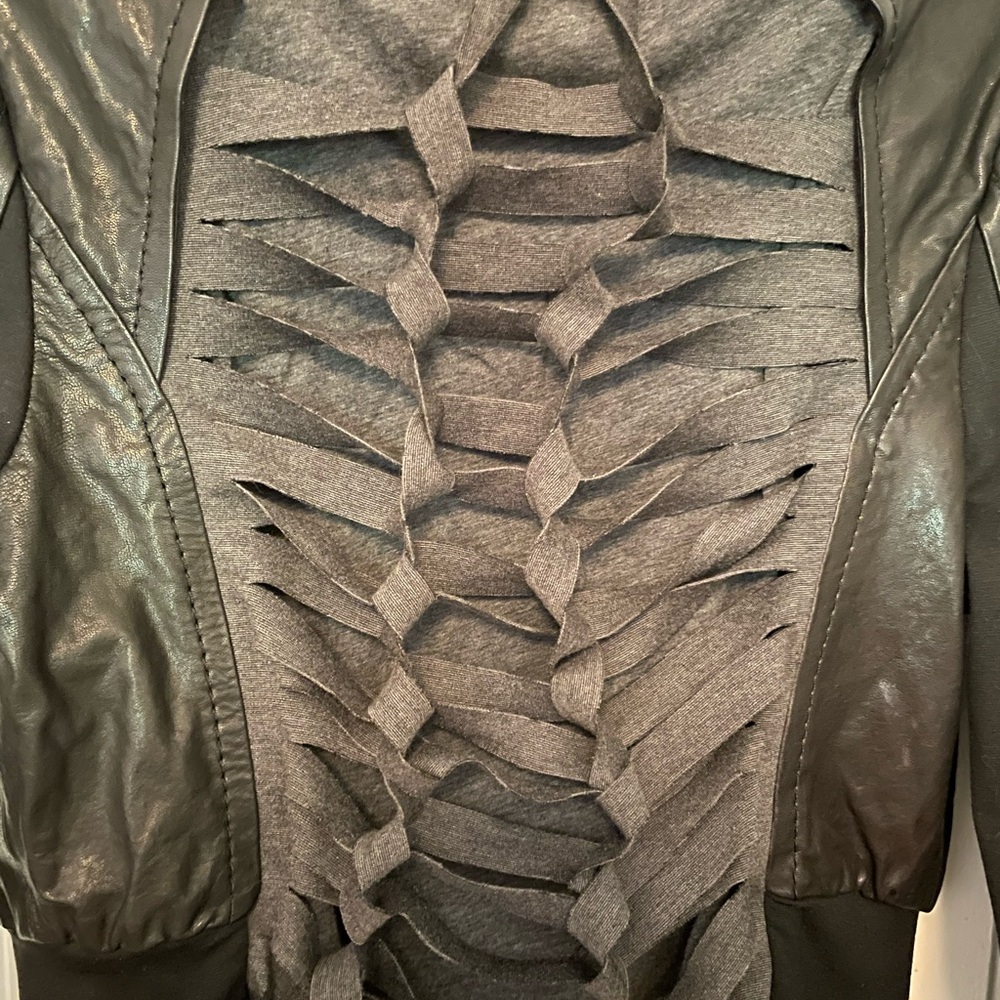 NWOT BCBG MaxAzria Black Women's Leather Moto Jacket size L - Picture 7 of 8